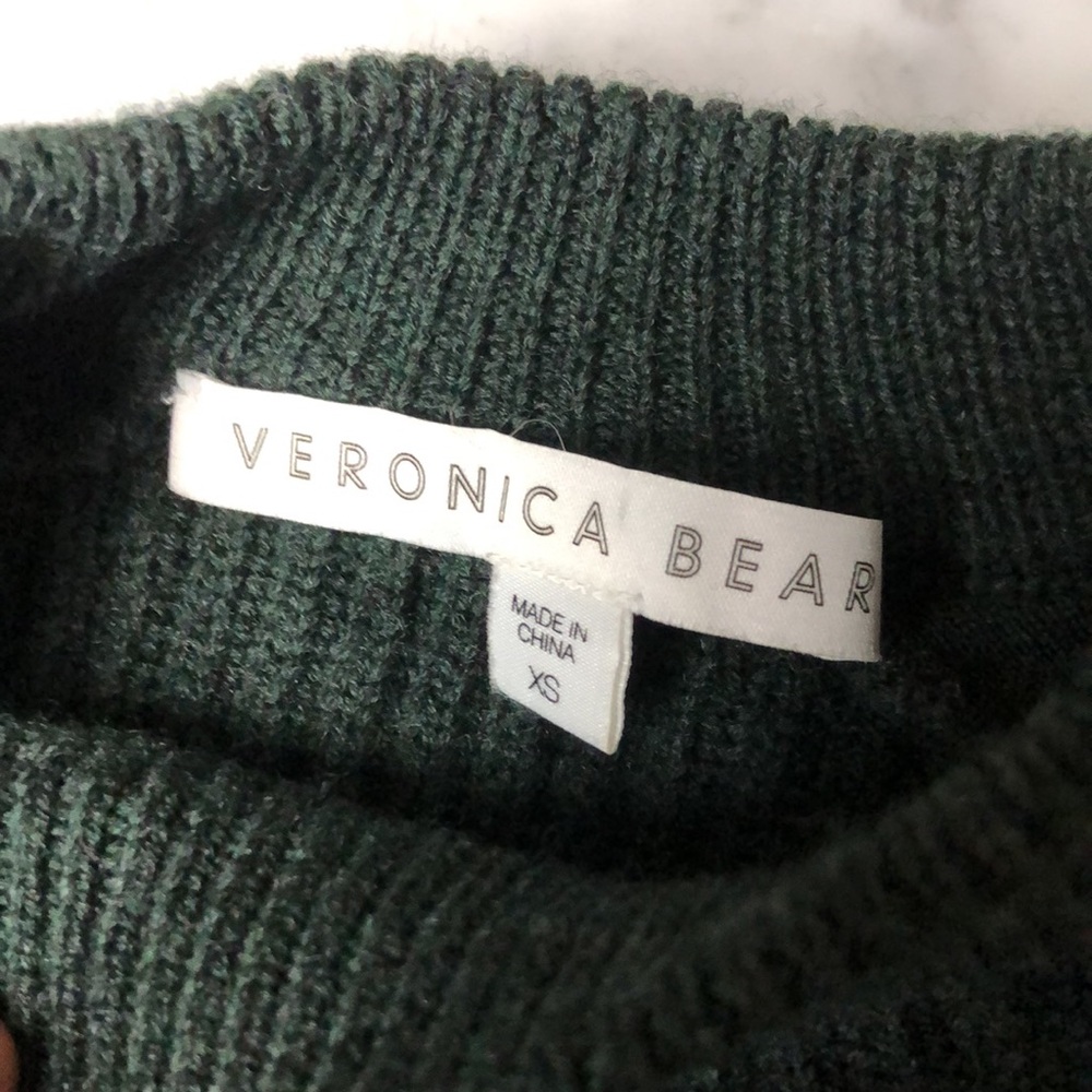 VERONICA Beard Dark Green Ribbed Button-Shoulder Women's Sweater Size XS - Picture 5 of 10